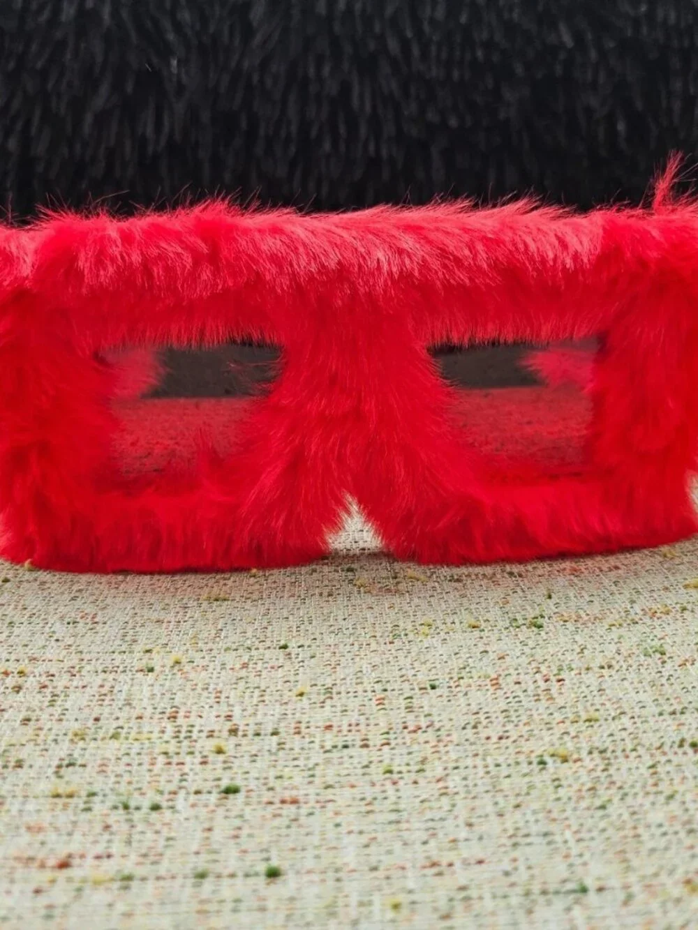 Women Sunglasses Red Big Face Square Plush Eyewear Stylish Unique Sunglasses
